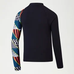 Boys Digital Long Sleeve Rash Top Black/Red/Blue