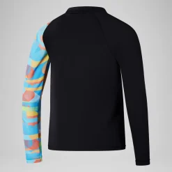 Boys' Digital Long Sleeve Rash Top Black/Blue