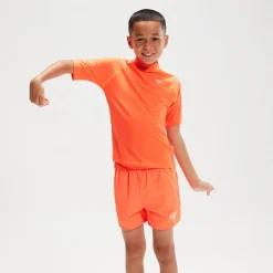 Boys' Printed Short Sleeve Rash Top Orange
