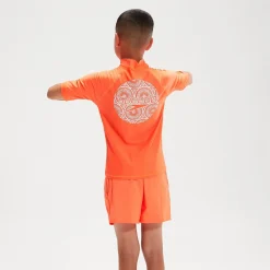 Boys' Printed Short Sleeve Rash Top Orange