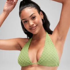 FLU3NTE Terry Triange Bikini Top Green