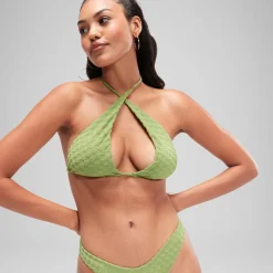 FLU3NTE Terry Triange Bikini Top Green