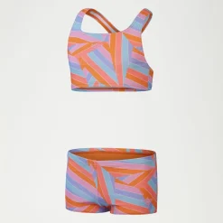 Girls Allover BoylegBikini Orange/Blue