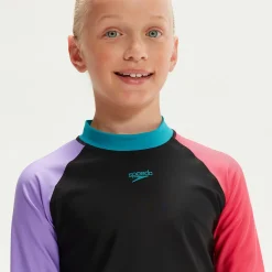 Girls' Colourblock Rash Top & Jammer Set Black/Pink