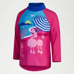 Girls Digital Long Sleeve Rash Top Pink/Blue
