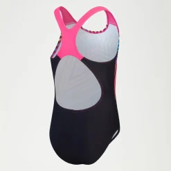 Girls Digital Placement Splashback Swimsuit Black/Yellow