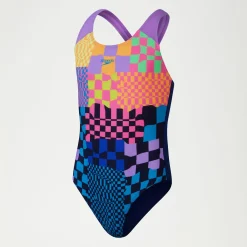 Girls Digital Placement Splashback Swimsuit Navy/Pink