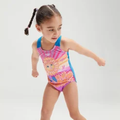 Girls' Digital Printed Swimsuit Purple/Orange