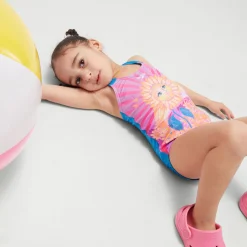 Girls' Digital Printed Swimsuit Purple/Orange