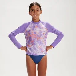 Girls' Long Sleeve Rash Top Lilac/White