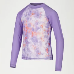Girls' Long Sleeve Rash Top Lilac/White