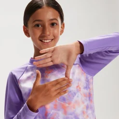 Girls' Long Sleeve Rash Top Lilac/White