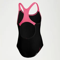 Girls Medley Logo Medalist Swimsuit Black/Pink