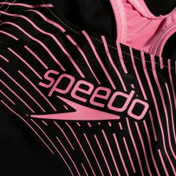 Girls Medley Logo Medalist Swimsuit Black/Pink