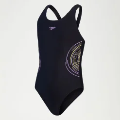 Girls Placmement Muscleback Swimsuit Black/Purple