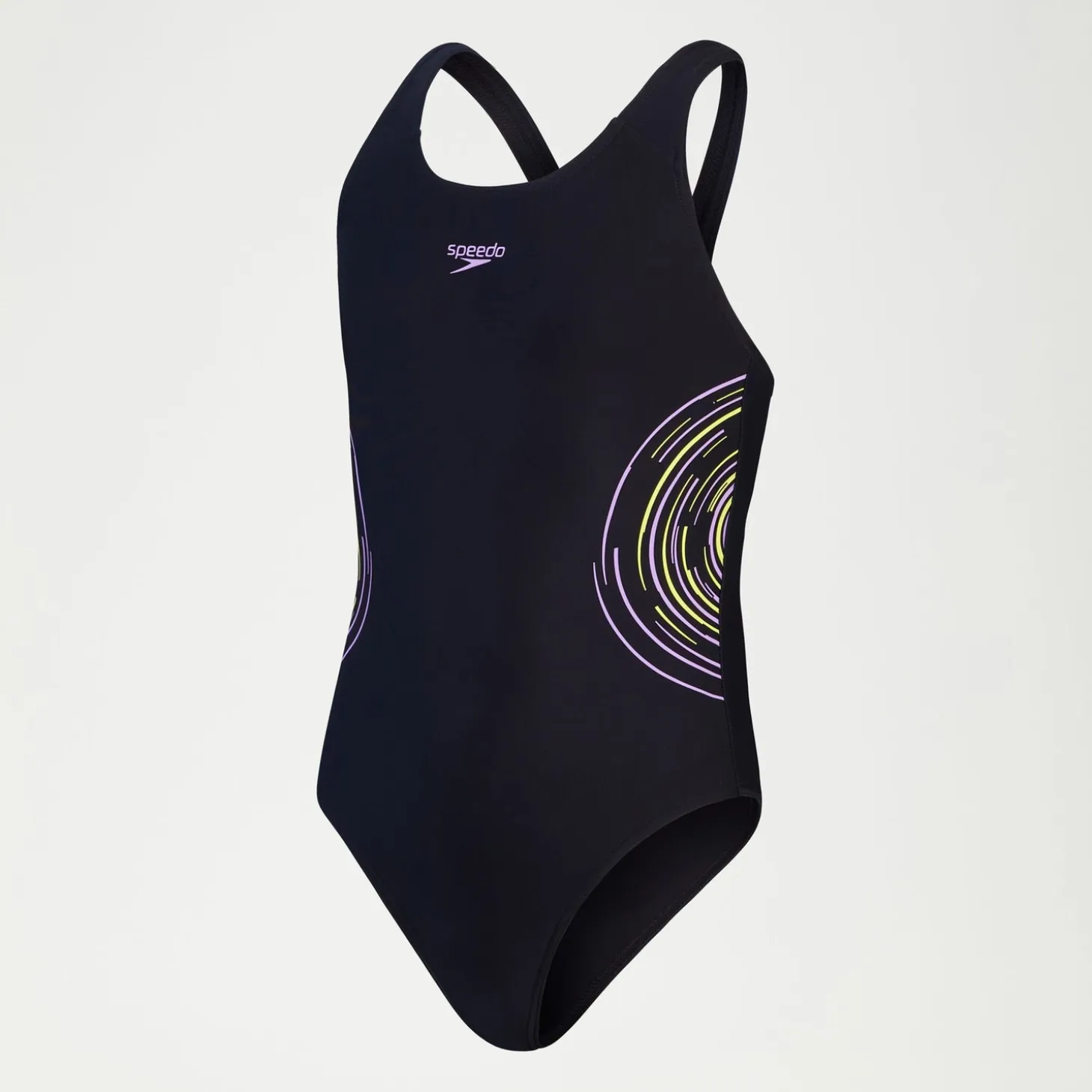 Girls Placmement Muscleback Swimsuit Black/Purple