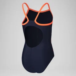 Girls' Plastisol Placement Thinstrap Muscleback Swimsuit Navy/Red