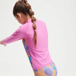 Girls' Printed Long Sleeve Rash Top Violet/Mango