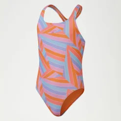 Girls Printed Medalist Swimsuit Orange/Blue