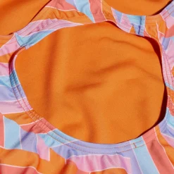 Girls Printed Medalist Swimsuit Orange/Blue