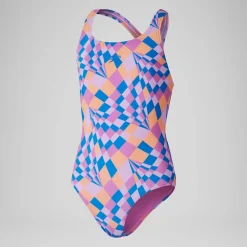 Girls' Printed Medalist Swimsuit Pink