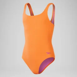 Girls' Textured Swimsuit Orange