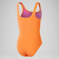 Girls' Textured Swimsuit Orange