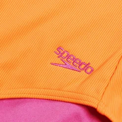 Girls' Textured Swimsuit Orange