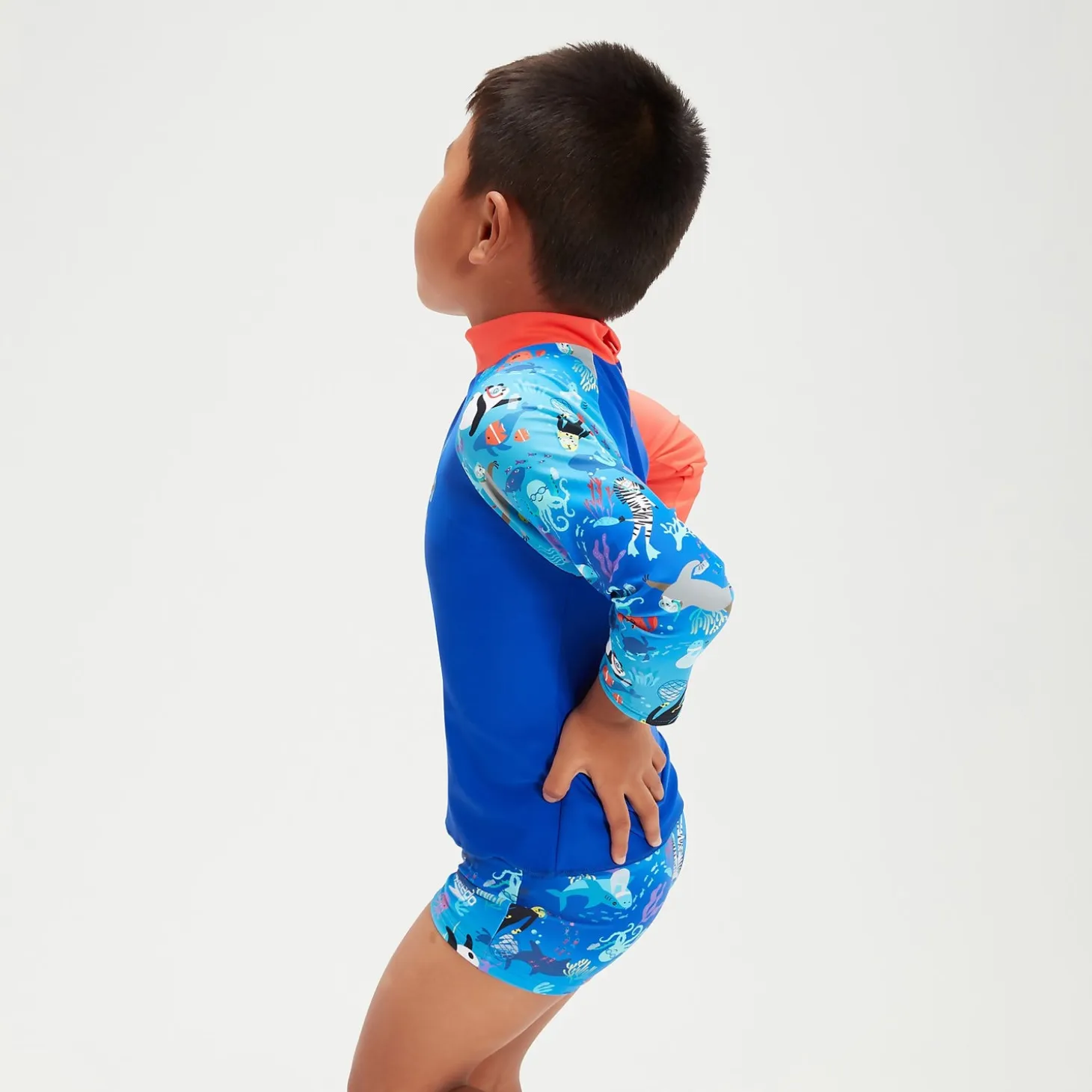 Infant Boys' Long Sleeve Printed Rash Top Coral/Blue