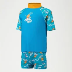 Infant Boys' Short Sleeve Printed Rash Top Set Blue/Yellow