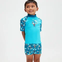 Infant Boys' Short Sleeve Printed Rash Top Set Blue