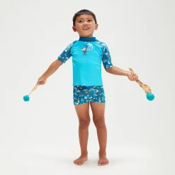 Infant Boys' Short Sleeve Printed Rash Top Set Blue