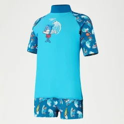 Infant Boys' Short Sleeve Printed Rash Top Set Blue