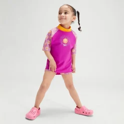 Infant Girls' Digital Short Sleeve Rash Top Set Purple/Yellow