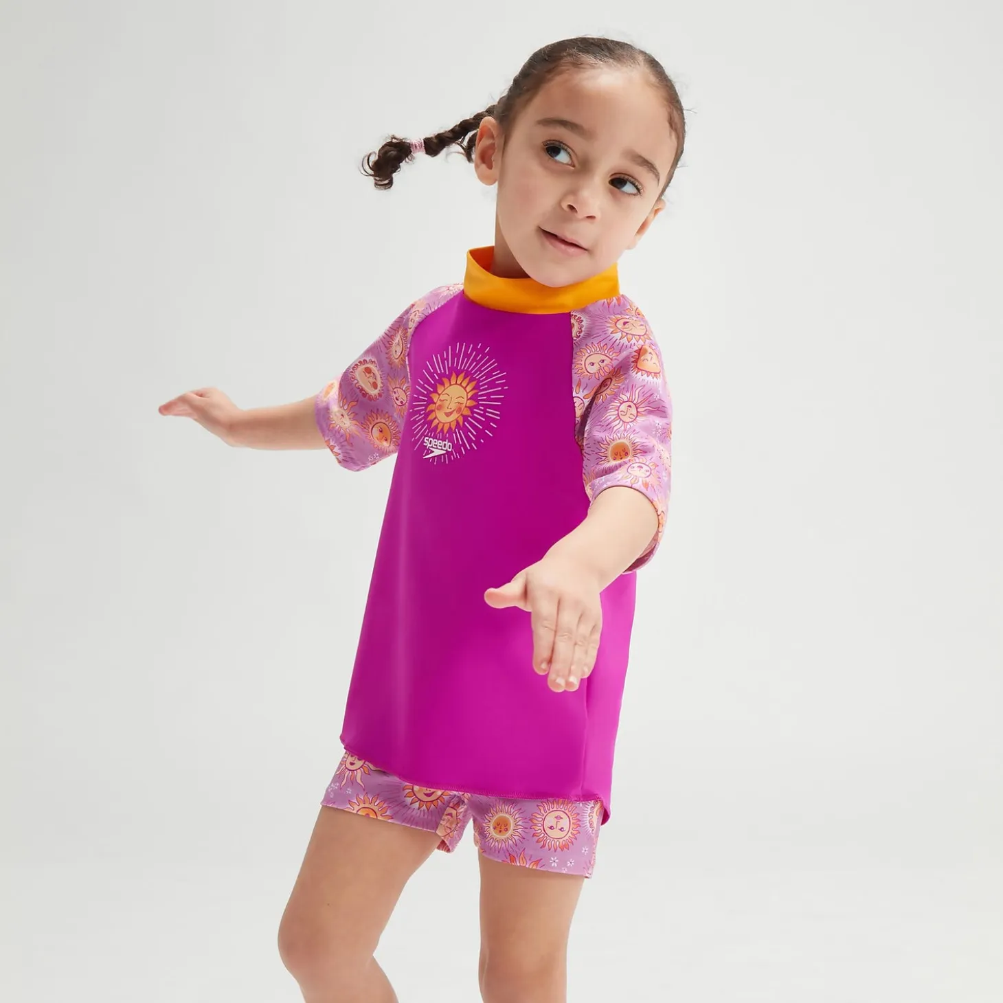 Infant Girls' Digital Short Sleeve Rash Top Set Purple/Yellow