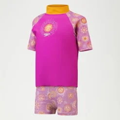 Infant Girls' Digital Short Sleeve Rash Top Set Purple/Yellow