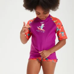 Infant Girls' Short Sleeve Rash Top Set Purple