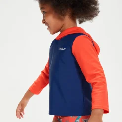 Infant Unisex Learn To Swim Essential Hooded Rash Top Blue/Coral
