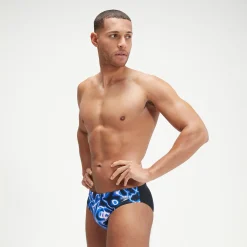 Men's Allover Digital 7cm Brief Black/Blue