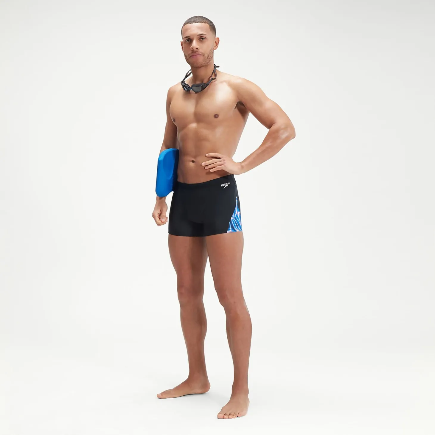 Men's Allover V-Cut Aquashorts Black/Blue