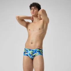 Men's Club Training Allover Digi 14cm Brief Blue/Yellow