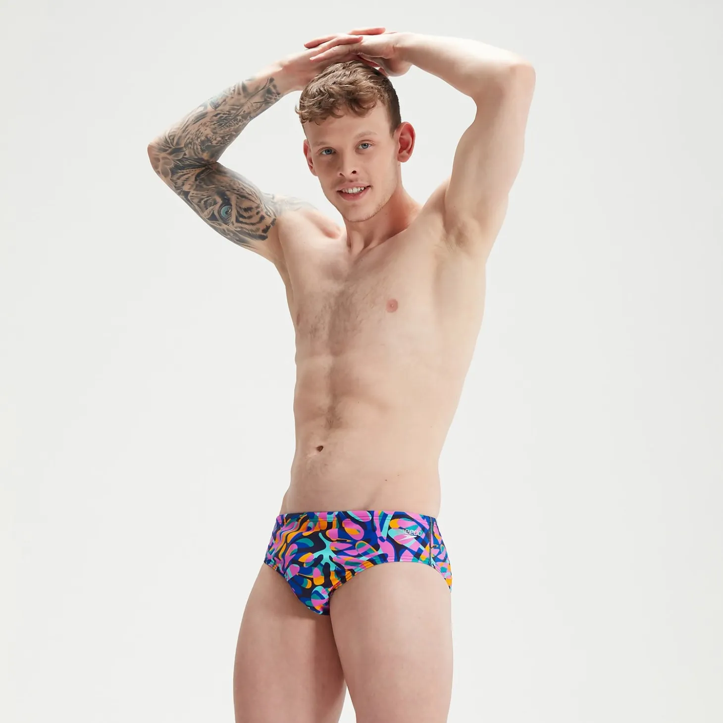 Men's Club Training 8cm Allover Digital Brief Blue/Mango