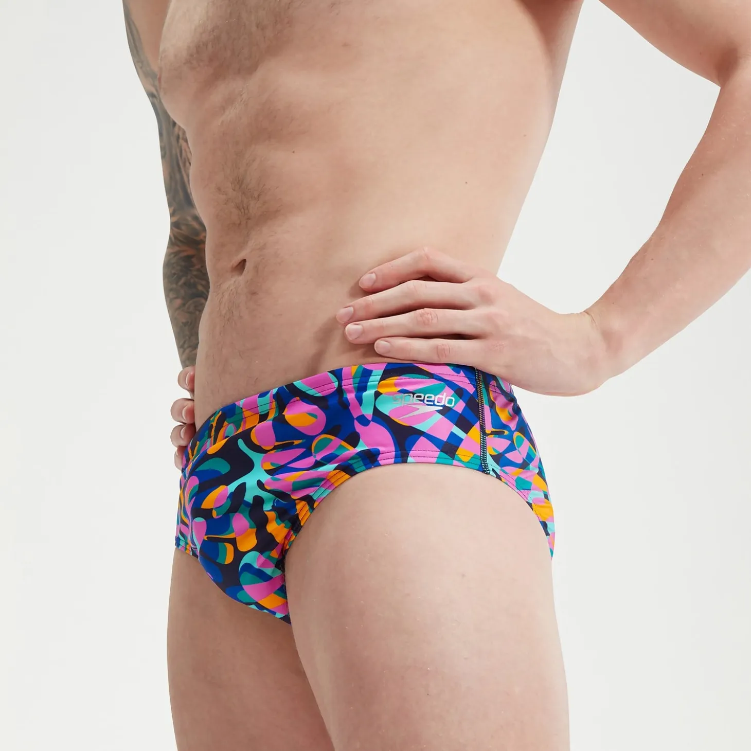 Men's Club Training 8cm Allover Digital Brief Blue/Mango