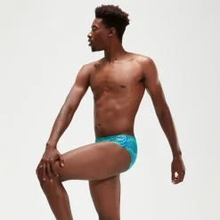 Men's 8cm Club Training Wavespace Brief Blue/Green