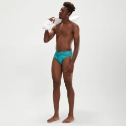 Men's 8cm Club Training Wavespace Brief Blue/Green