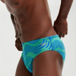 Men's 8cm Club Training Wavespace Brief Blue/Green