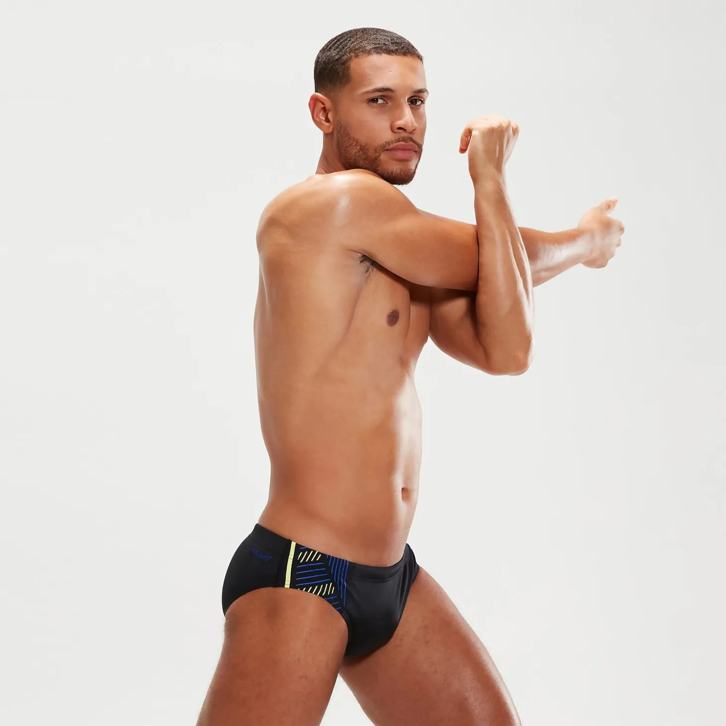 Men's 7cm Tech Panel Brief Black/Blue