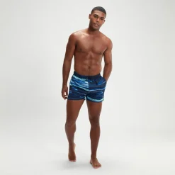 Men's Digital Printed Leisure 14" Swim Shorts Blue