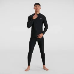 Men's Essential Long Sleeve Zip Top Black