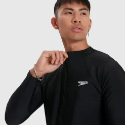 Men's Essential Long Sleeve Zip Top Black